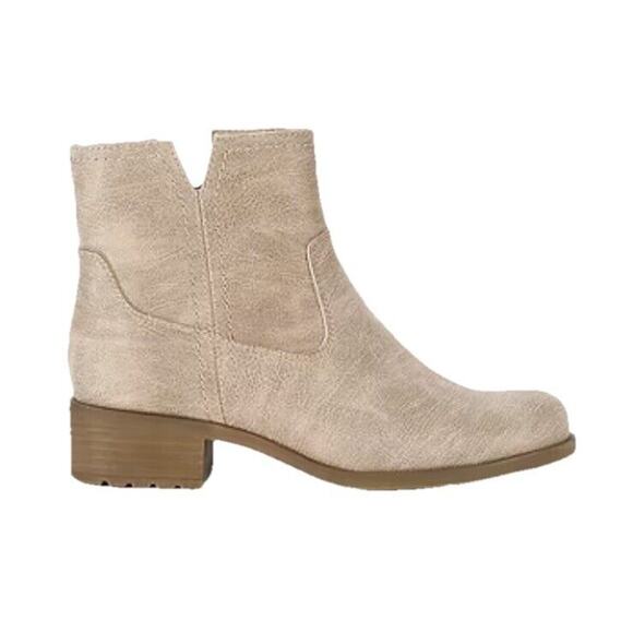 Frye and Co. Womens Estreley Stacked Heel Booties Size 8.5 Sand Tan Suede Like - Picture 5 of 11